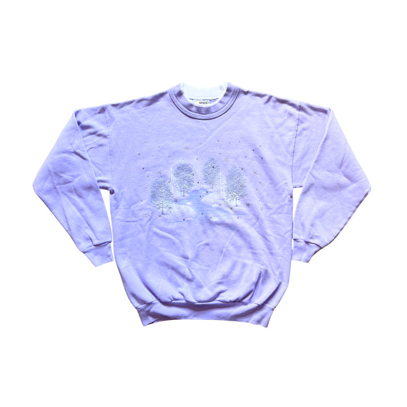 Vtg Morning Sun Sweatshirt Rhinestones Double Collar Winter Grannycore Holiday - Picture 1 of 7